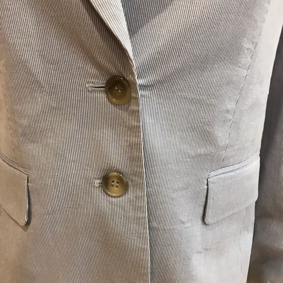 Theory blue white pinstripe seersucker jacket - Picture 6 of 8